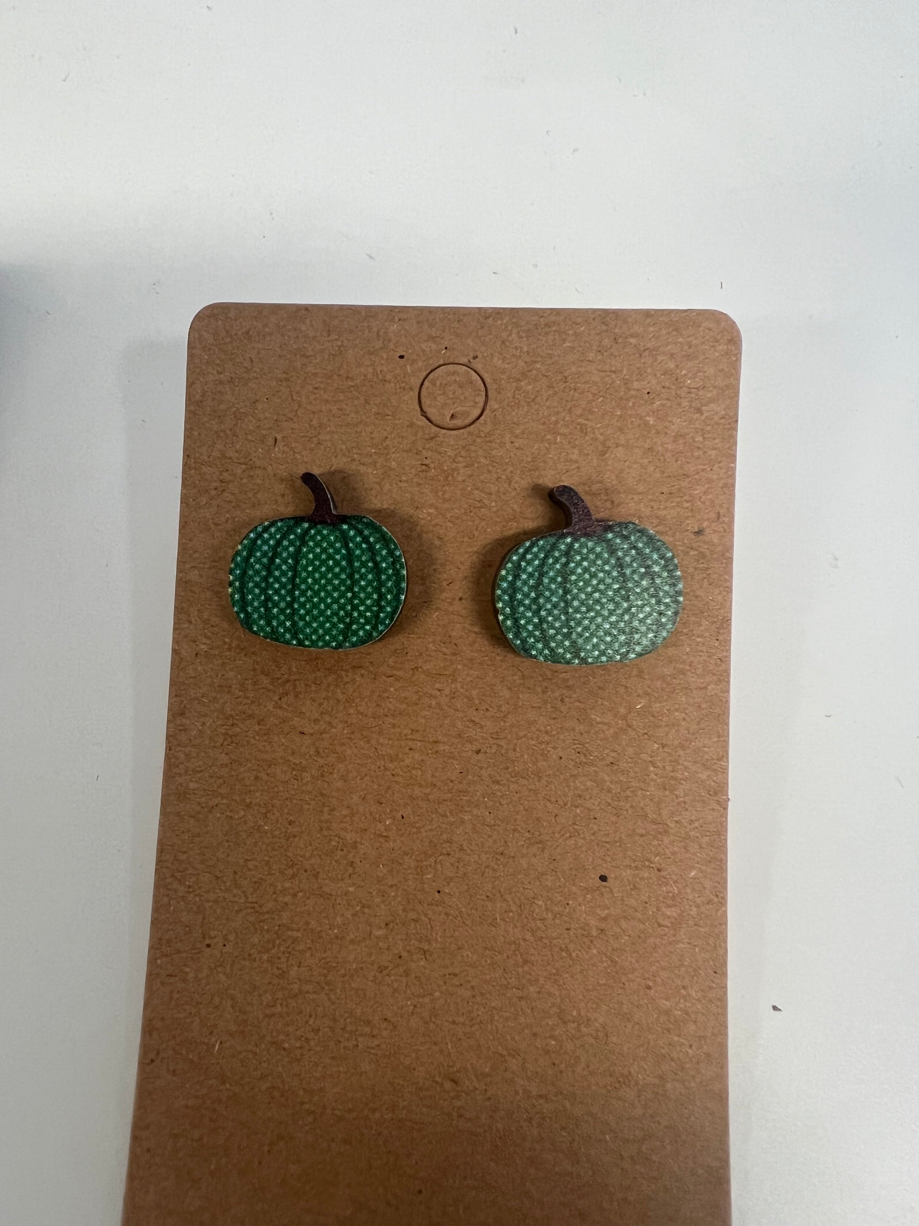 Wooden Pumpkin Earrings