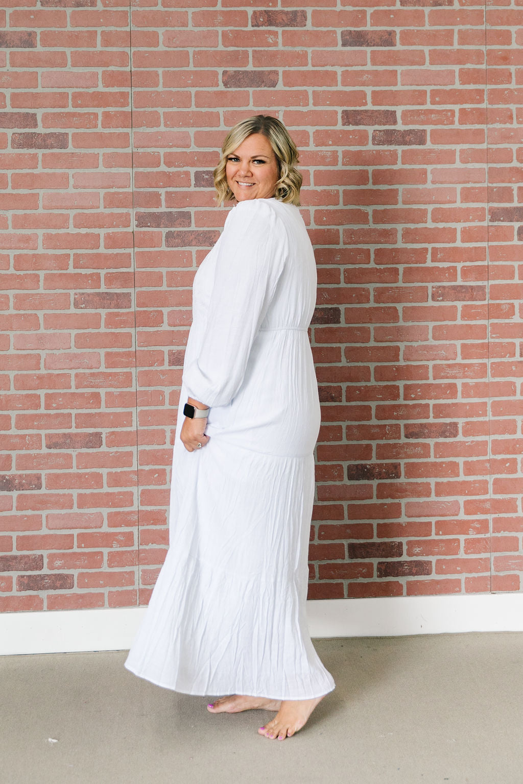 All In White Tiered V-Neck