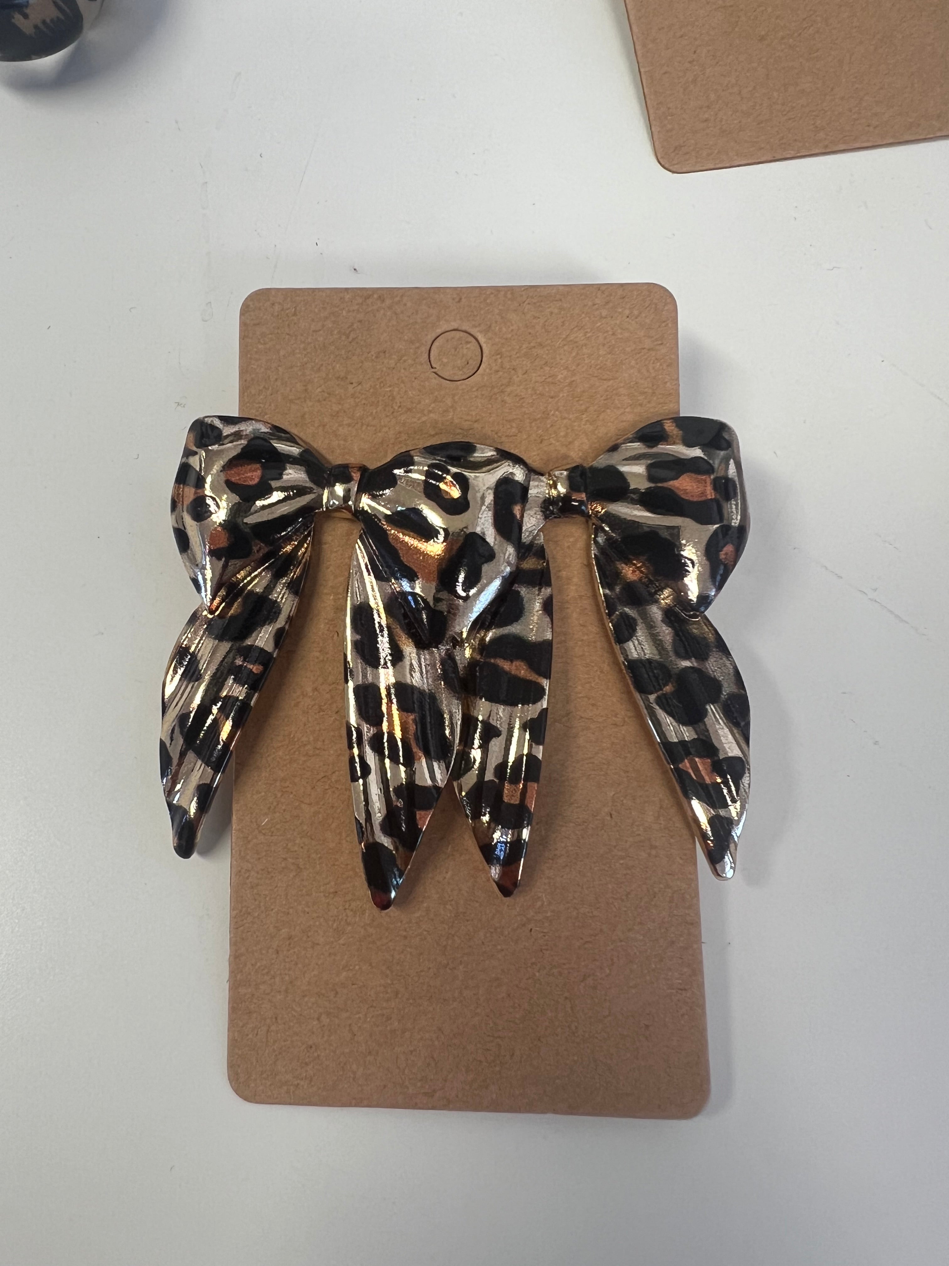 Large Leopard Bow Earrings